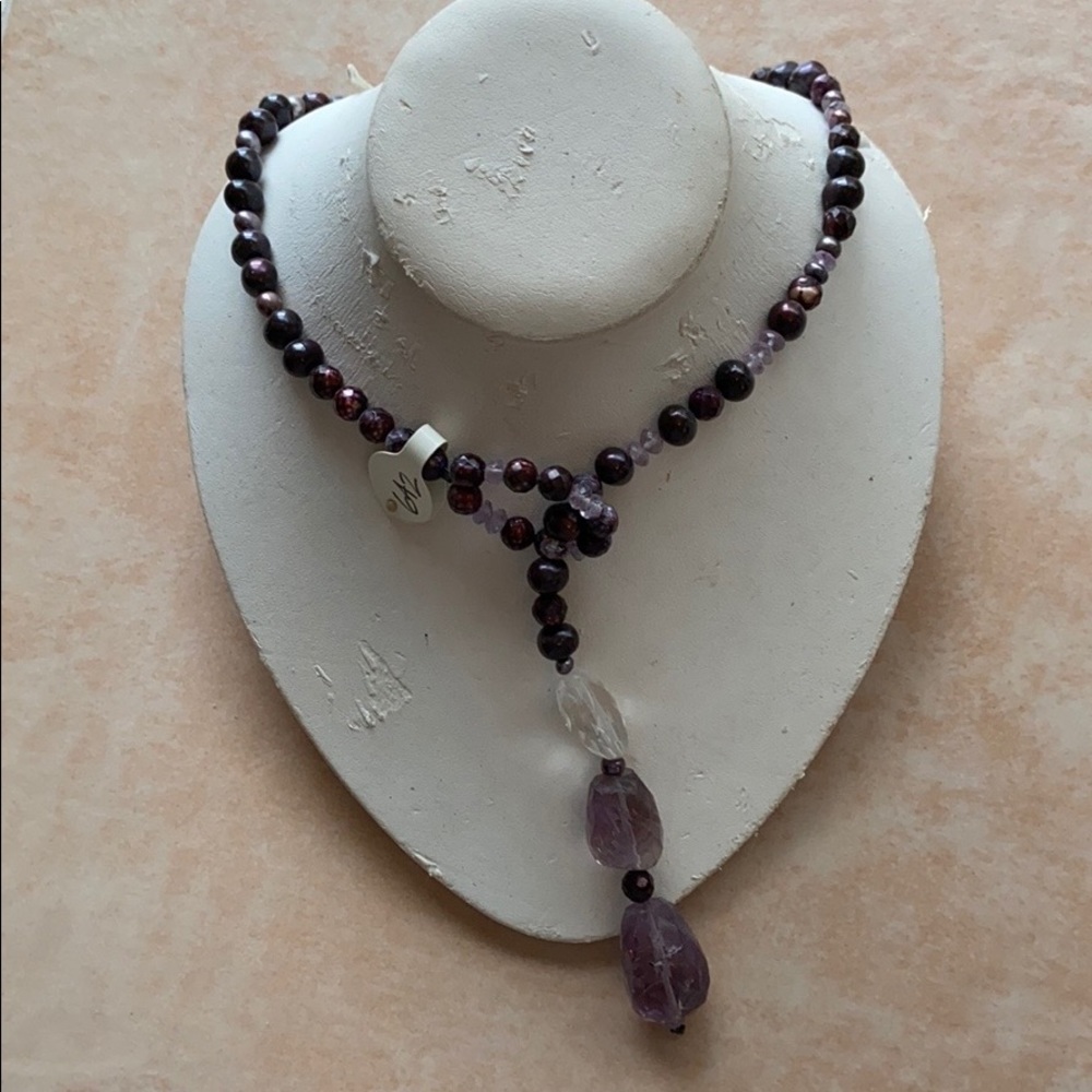 Amy, Crystal and Freshwater Pearl Necklace 20”